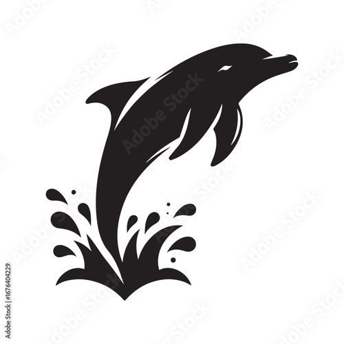 Dolphin vector silhouette  outline logo design concept illustration