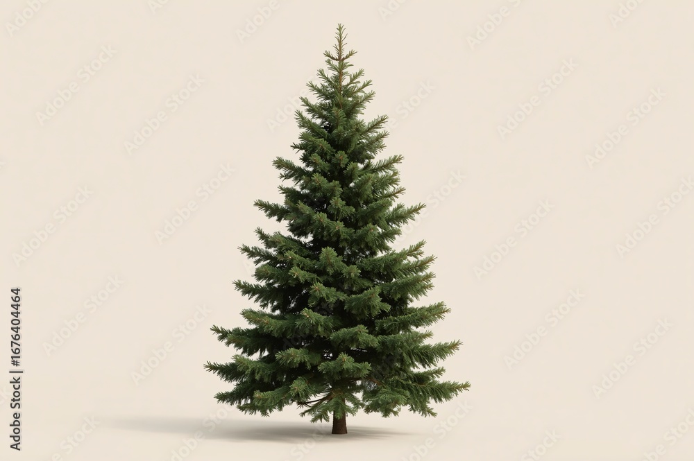 Fototapeta premium Isolated evergreen tree, studio shot, neutral background, holiday design