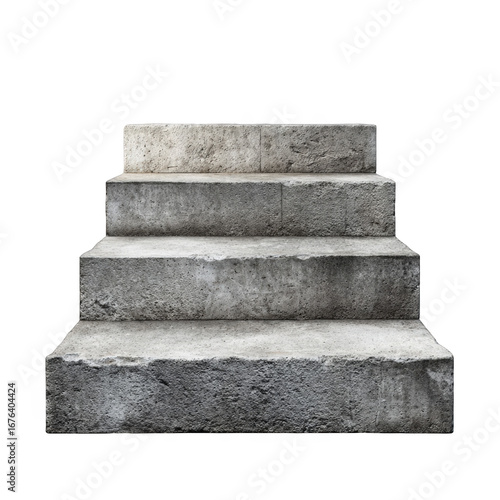 Four-step concrete stairs against black background