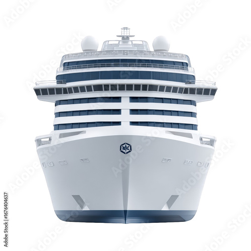 Front view of a large cruise ship
