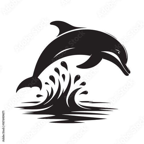 Dolphin vector silhouette  outline logo design concept illustration