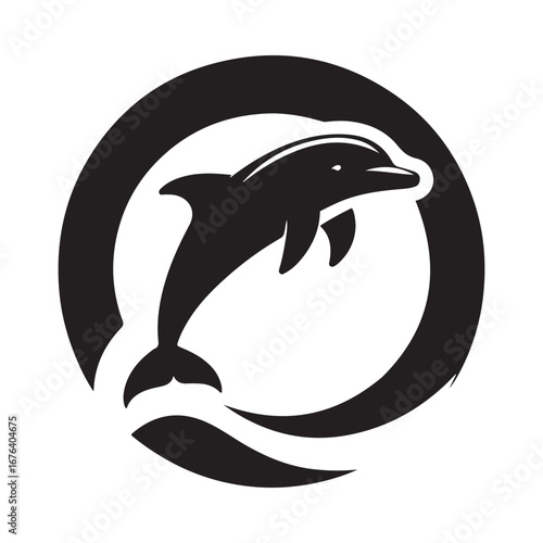Dolphin vector silhouette  outline logo design concept illustration