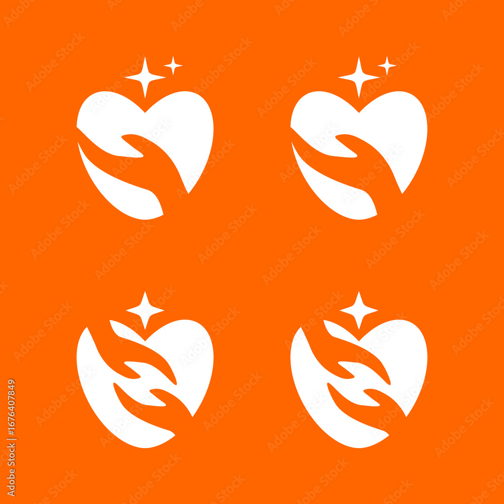 Fototapeta premium hand and heart logo, charity logo, health logo, yoga, therapy, vector, symbol, icon, illustration help, care, charity, people, family, sign, human, health, abstract, isolated, community