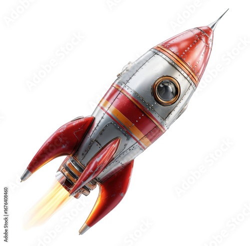 Retro rocket soaring through space