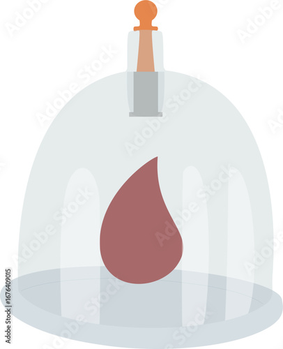 Cupping glass with blood illustration
