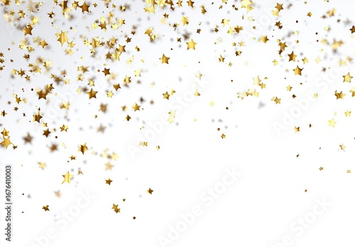 Gold stars confetti on a white background