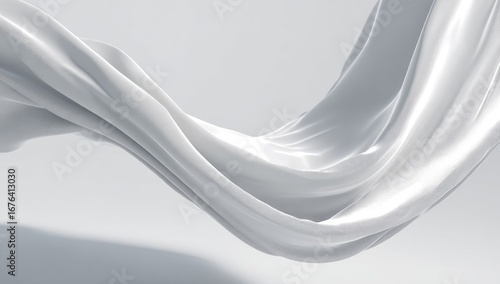 Flowing white fabric, smooth folds, elegant curves