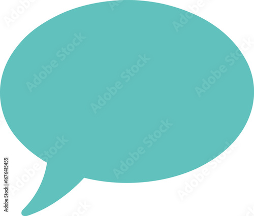 Vector art of a simple, , teal speech bubble graphic with a blank space for text