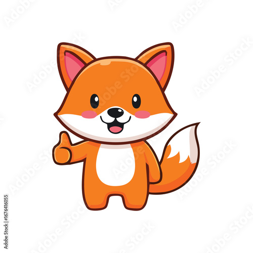 An adorable cartoon fox giving a thumbs up, expressing positivity and approval