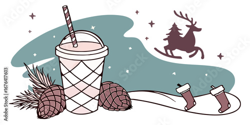 Illustrate polygon dragonfruit drink with striped…