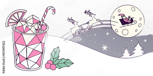 Create polygon dragonfruit Christmas mocktail decorated…