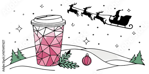 Create polygon dragonfruit festive drink cup…