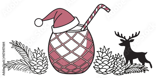 Create polygonal dragonfruit Christmas mocktail with…