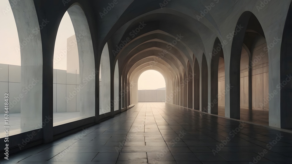 Obraz premium Modern hallway with arched structure