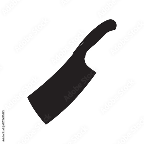 Silhouette of a Butcher Knife on a White Background