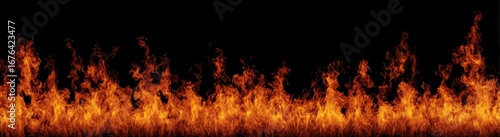 Horizontal line of orange and yellow flames against a black background (2)