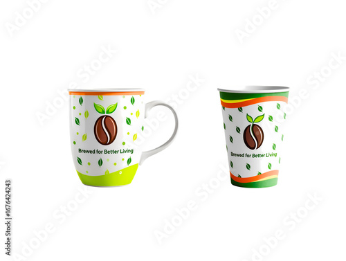 Brewed for Better Living | Eco‑Friendly Coffee Mugs with Plant Logo
