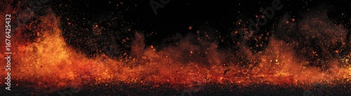 Fiery flames erupting against a dark background