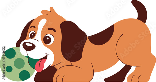 Playful puppy with a ball