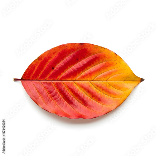 Colorful round autumn leaves in yellow and red hues

