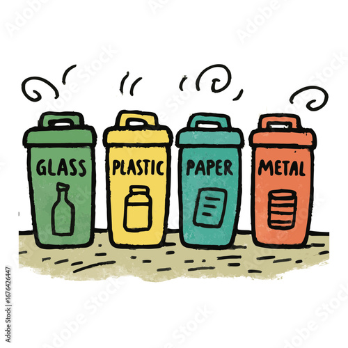 A sustainable eco illustration for reducing pollution through proper waste management, fostering urban greenery and a responsible lifestyle