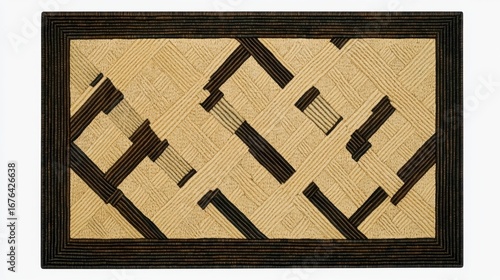 Contemporary Geometric Rug Design in Neutral and Dark Tones
