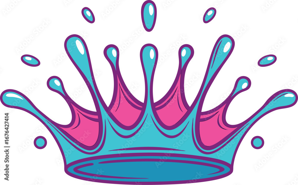 Obraz premium crown, royalty, king, queen, royal, majesty, regal, tiara, headwear, symbol, icon, illustration, graphic, design, art, drawing, vector, clipart, splash, water, liquid, fluid, dynamic, energetic, vibra
