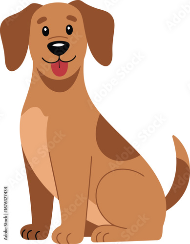 Adorable cartoon dog sitting and smiling
