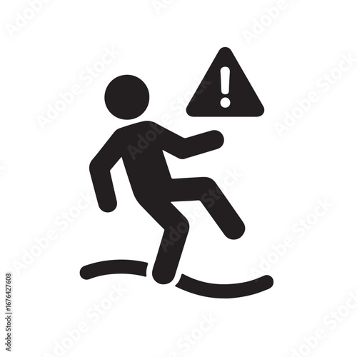slippery floor warning silhouette, vector illustration