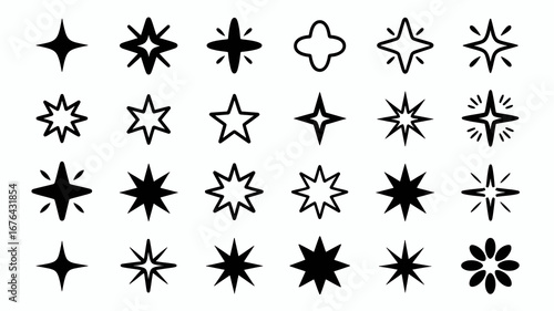 Discover a versatile collection of dynamic starburst shapes and sparkle icons, perfect for adding flair to any design project.