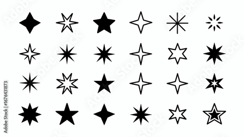 Collection of diverse star shapes and sparkles, perfect for adding a touch of magic and brilliance to any design project.
