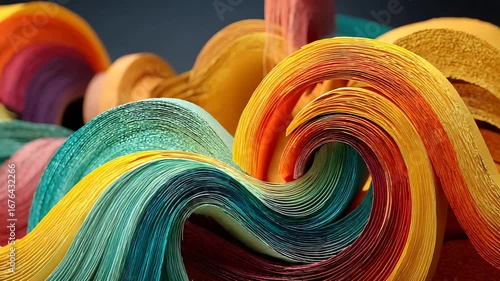 Wallpaper Mural Colorful swirling paper ribbons creating a vibrant abstract art piece with a dynamic flow Torontodigital.ca