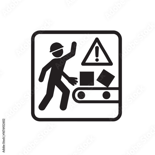 Worker near belt hazard silhouette