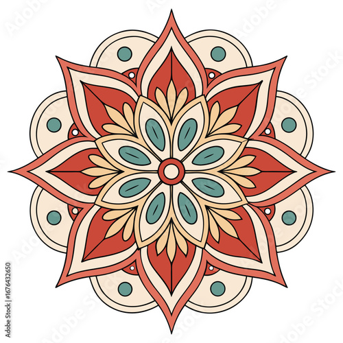 Traditional Mandala Pattern Cultural Symbolism in Colorful Style