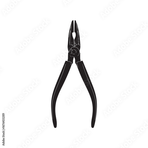 Silhouette of Combination Pliers Tool on White Background