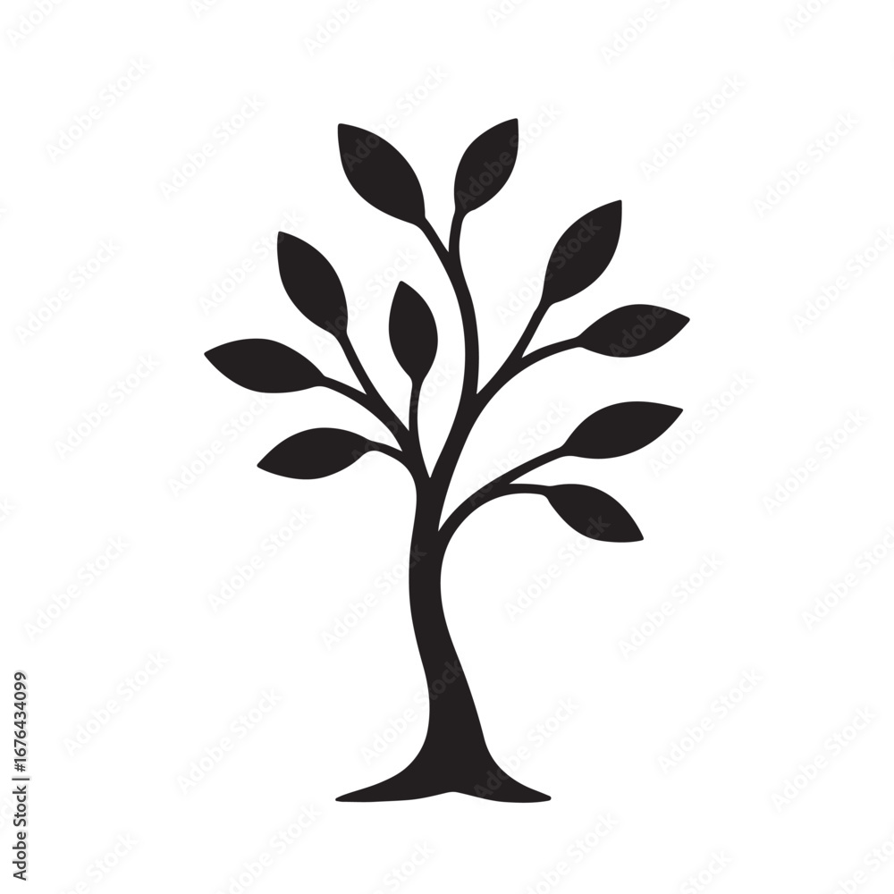 Obraz premium Zen style minimal tree silhouette vector illustration