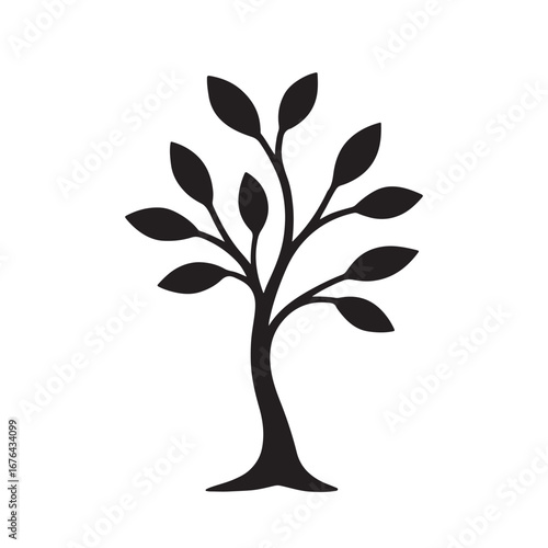 Zen style minimal tree silhouette vector illustration