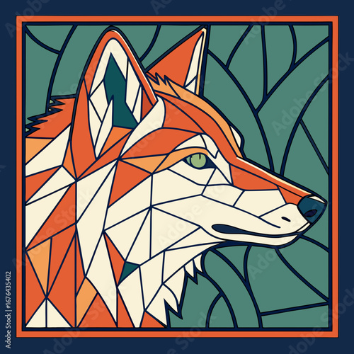 Abstract cubist wolf head illustration