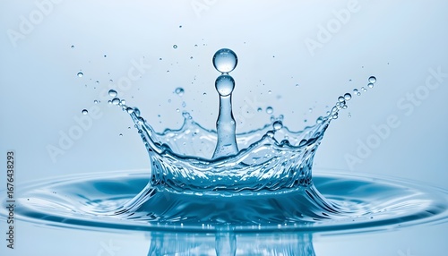 Transparent water drop crown splash, high-speed photography