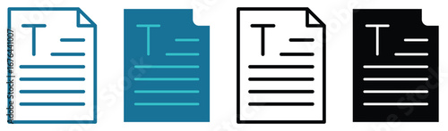 Document Line and Silhouette Icon Set. Vector and illustration.