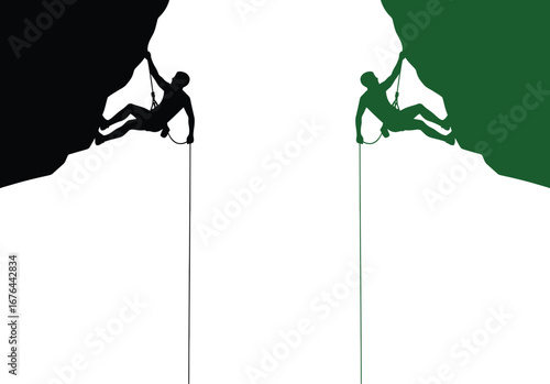 Rock climbing extreme sport adventure climb silhouette outline art