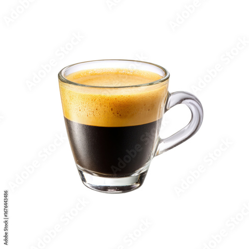Aromatic Espresso in a Clear Glass Cup