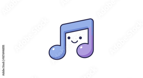 Smiling Cartoon Music Note Illustration.