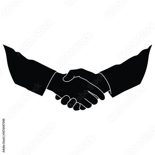 Silhouette of Two People Shaking Hands in Agreement or Greeting handshake deal