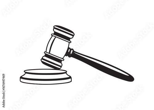 Judge Gavel Silhouette Vector Illustration Isolated on White Background.