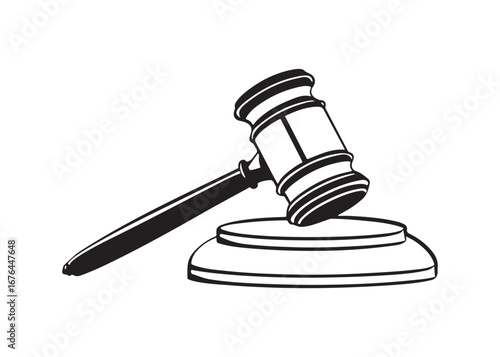 Judge Gavel Silhouette Vector Illustration Isolated on White Background.