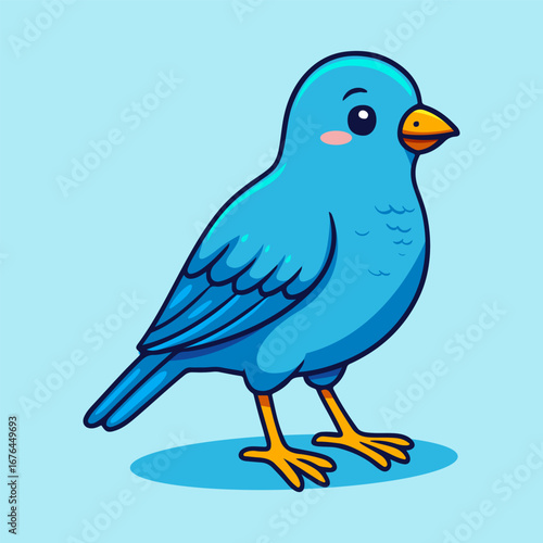 Canvas Print Cute Blue Bird Animal Cartoon