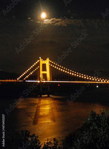 瀬戸大橋　主塔の月影