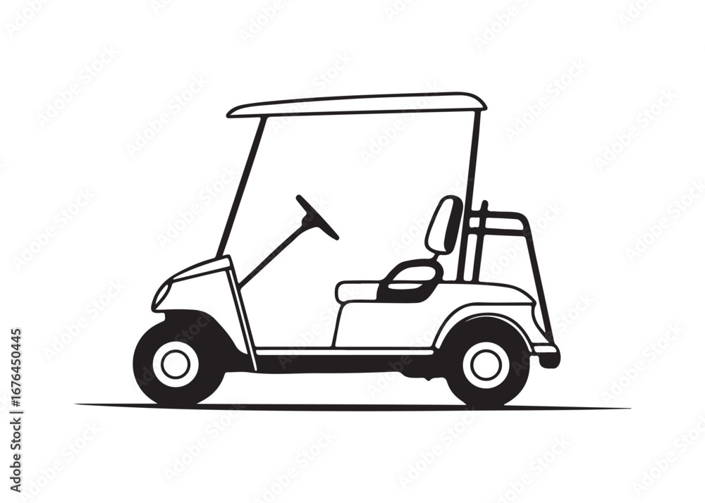 Fototapeta premium Golf Car Silhouette Vector Illustration, Golf Cart Icon for Sports and Leisure.