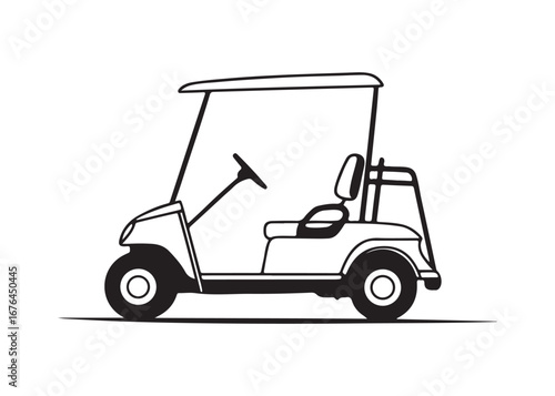 Golf Car Silhouette Vector Illustration, Golf Cart Icon for Sports and Leisure.